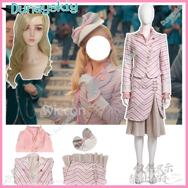 

Anime Movie Wicked Cosplay Costume Witches Pink Uniform Glinda Cute Suit Dress Lolita Wigs For Halloween Christmas Customized