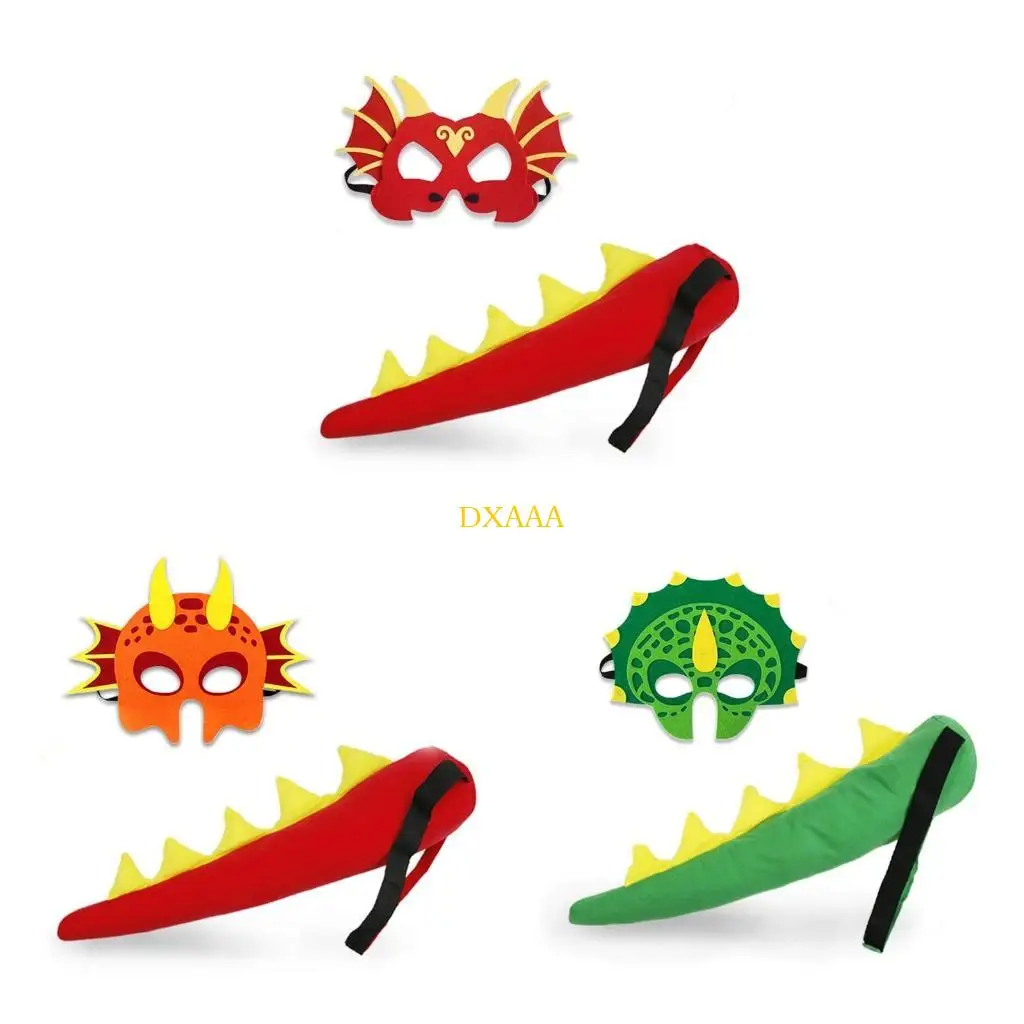 

DXAA Dragon-Tail-Dinosaur-Costume Props for Kids Dinosaur Masks Halloween Party Favor