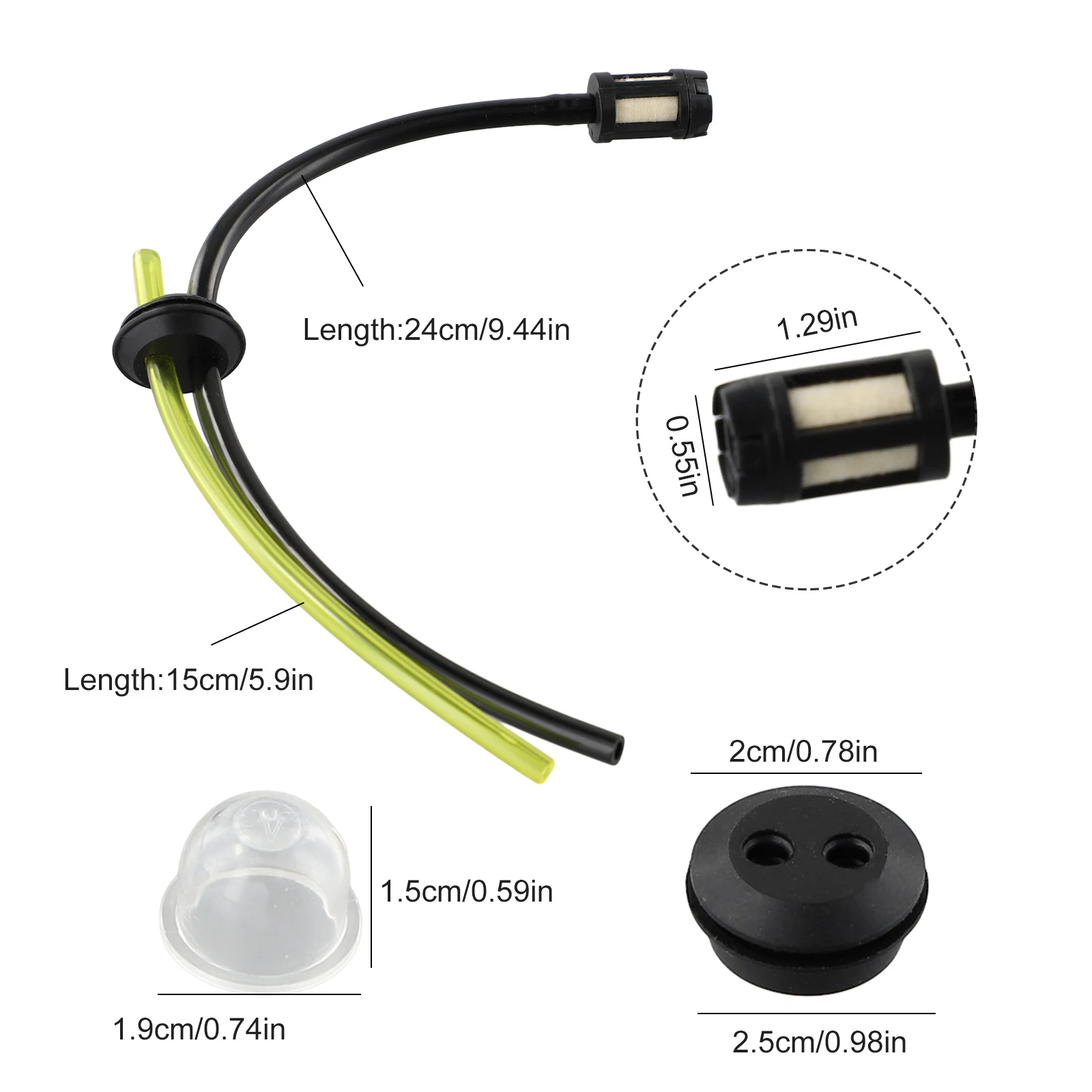 3PCS Fuel Pipe Assembly with Integrated Filter and Sealing Gasket for Grass Trimmer Lawn Mower Hedge Trimmer Brush Cutter