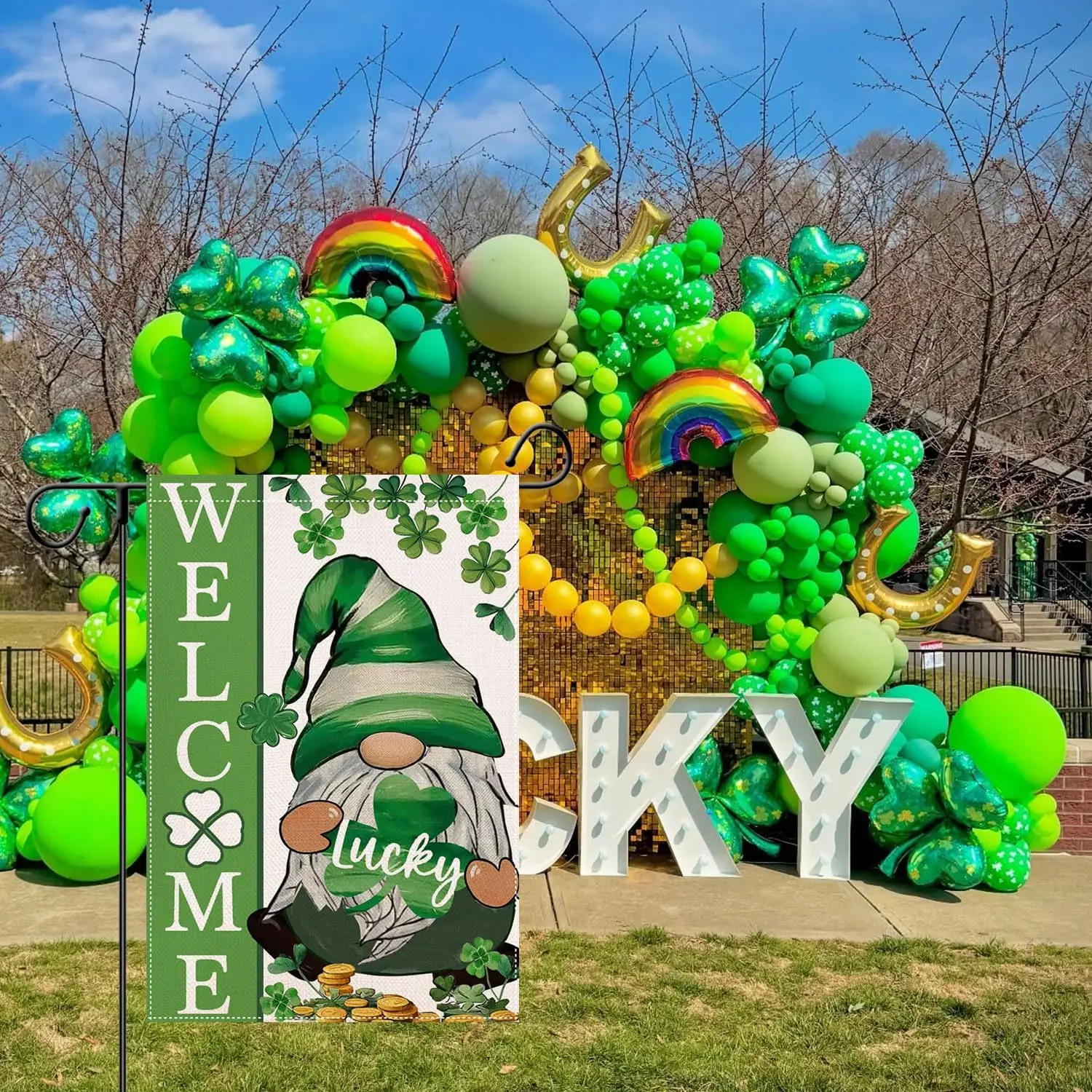 St Patricks Day Garden Flag Gnome Lucky 12x18 Double Sided Yard Flag Saint Patricks Decor March Irish Small Welcome Flags fo GGP