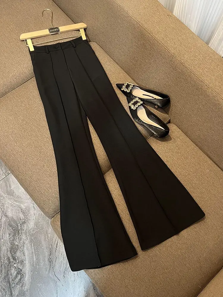 Women Elegant Work Blazer Black Suit Noted Jacket Coat Top And Long Pant Two Piece Set Matching Outfit Office Formal Clothing