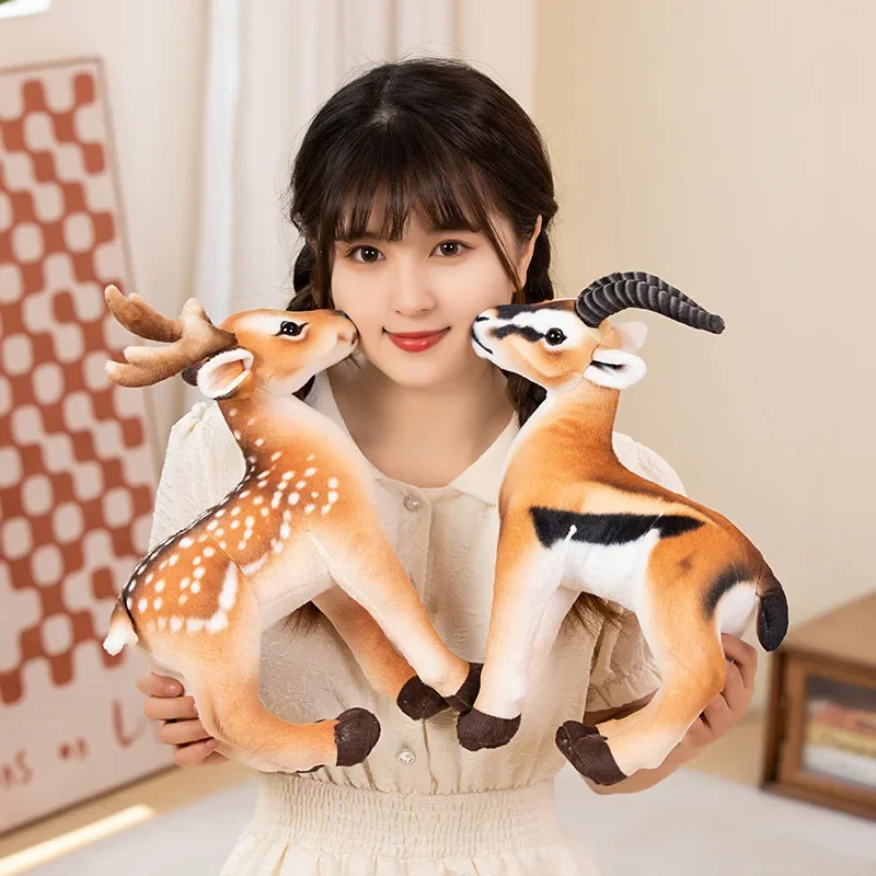 33CM Lovely Simulation Fawn Antelope Plush Toys Real Life Wild Animal Doll Stuffed Soft Baby Kids Birthday Decor Kreatywny prezent