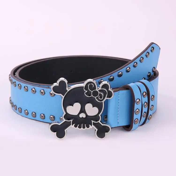 Herren- und Damen-Partygürtel, Halloween-Punk-Rockins, modischer Damen-Gürtel mit Totenkopf-Nieten, 2 kHot Girl, verstellbarer Gürtel für Männer und Frauen – Detail 5