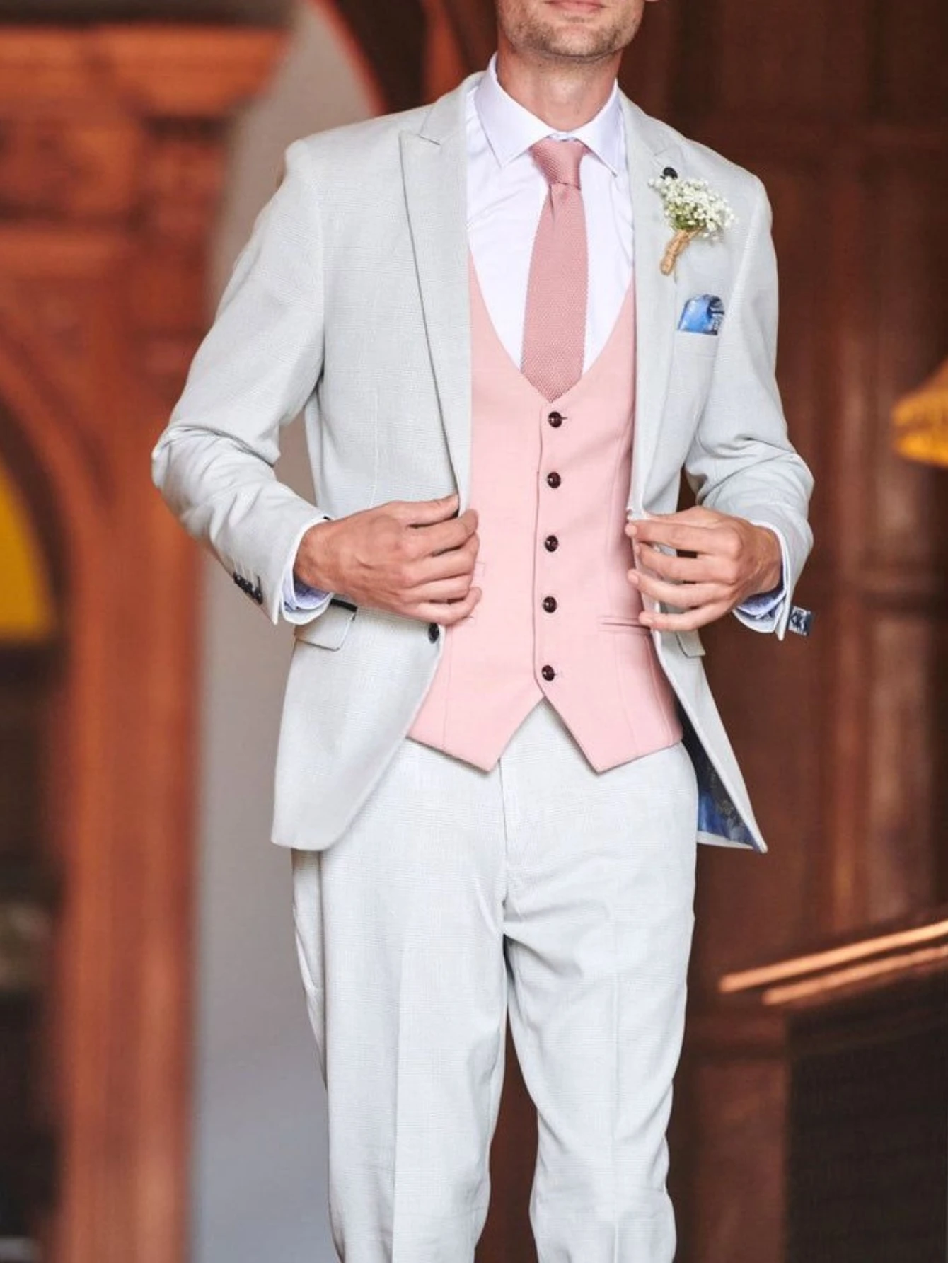 

New Men Suit Wedding Party Formal Occasion Groom Groomsman Prom Business Male Tuxedos 3 Piece Set Jacket Vest Pants