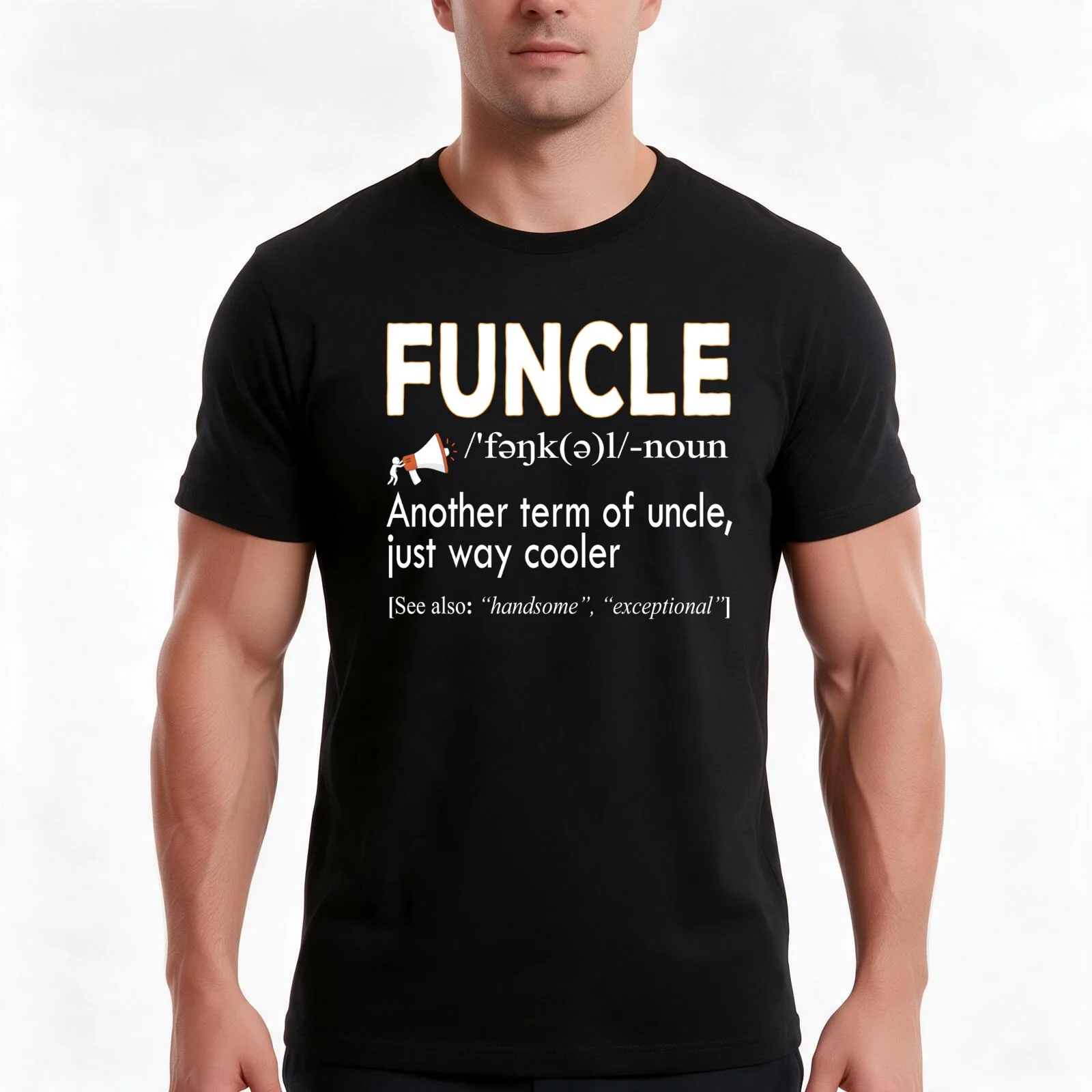Funcle defination v1 T-Shirt, Summer Casual Cotton Tee, Oversized Streetwear Tops, Vintage Graphic Print, Loose Fit Short Sleeve