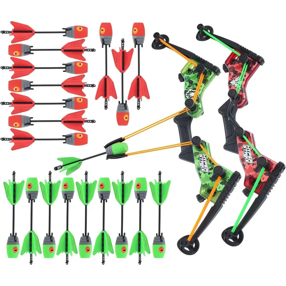

HyperStrike Dual Bow Set with 20 Whistle Arrows, Bungee Replacements, Straps, and Holders for Long-Range Archery Fun