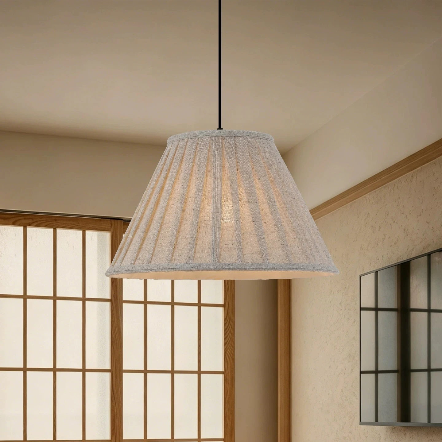 

Wabi Sabi Fabric Chandelier E27 Living Room Bedroom Pendant Lamp Dining Room Cafe Japanese Cream Linen Lampshade Pendant Light