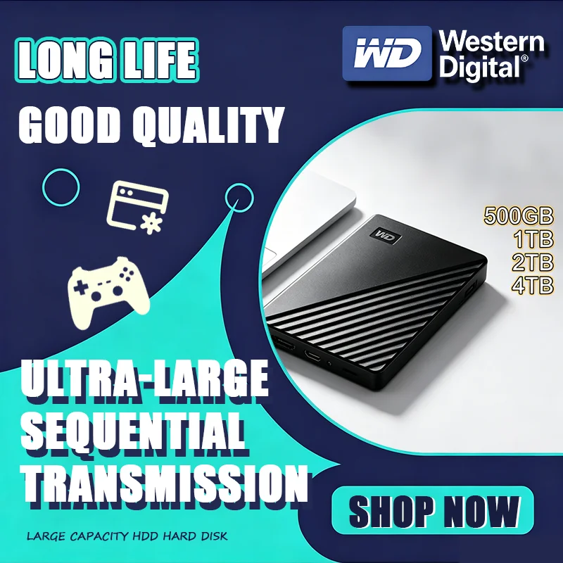 2026 WD My Passport Portable High-Speed External Hard Drive 500GB/1TB/2TB Encrypted USB 3.0 Mobile Storage Disk for Computers