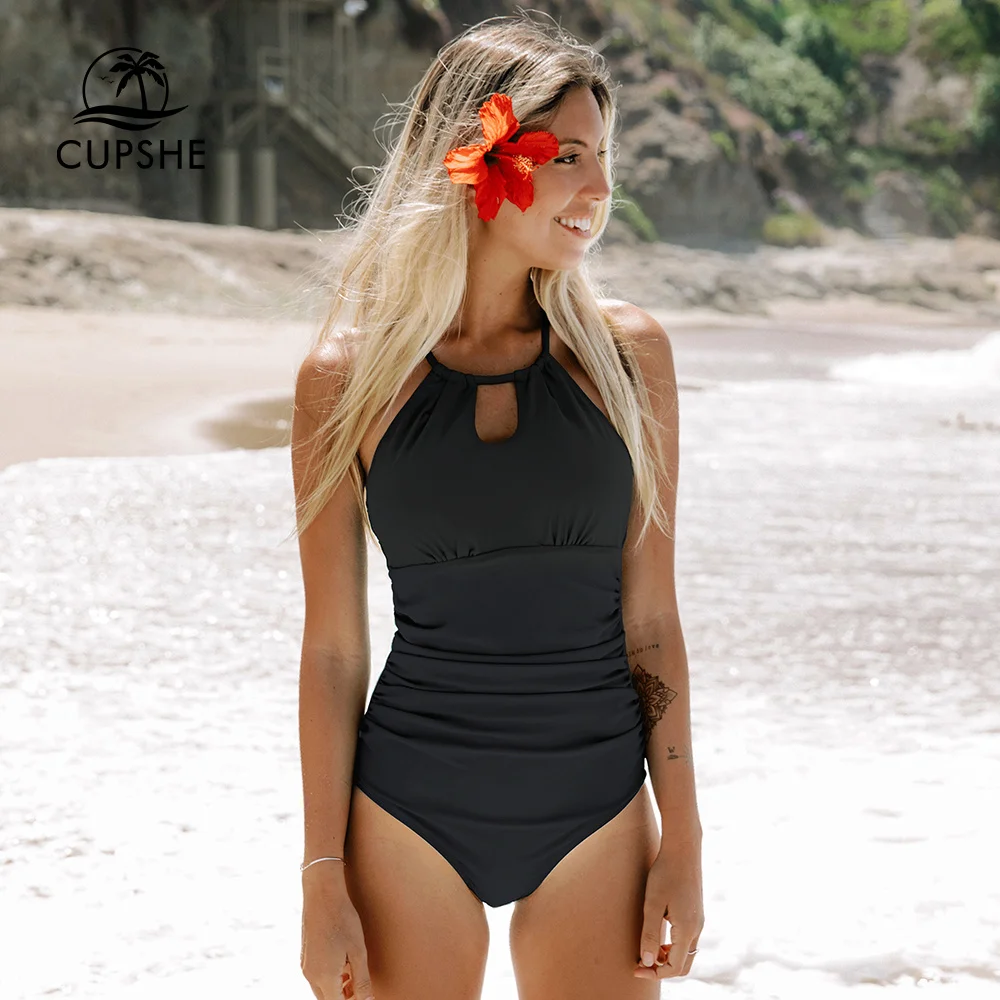 CUPSHE Lace Up Back One-Piece Swimsuit For Women Sexy Cut Out Backless Monokini Swimwear 2023 Girls Beachwear Bathing Suits