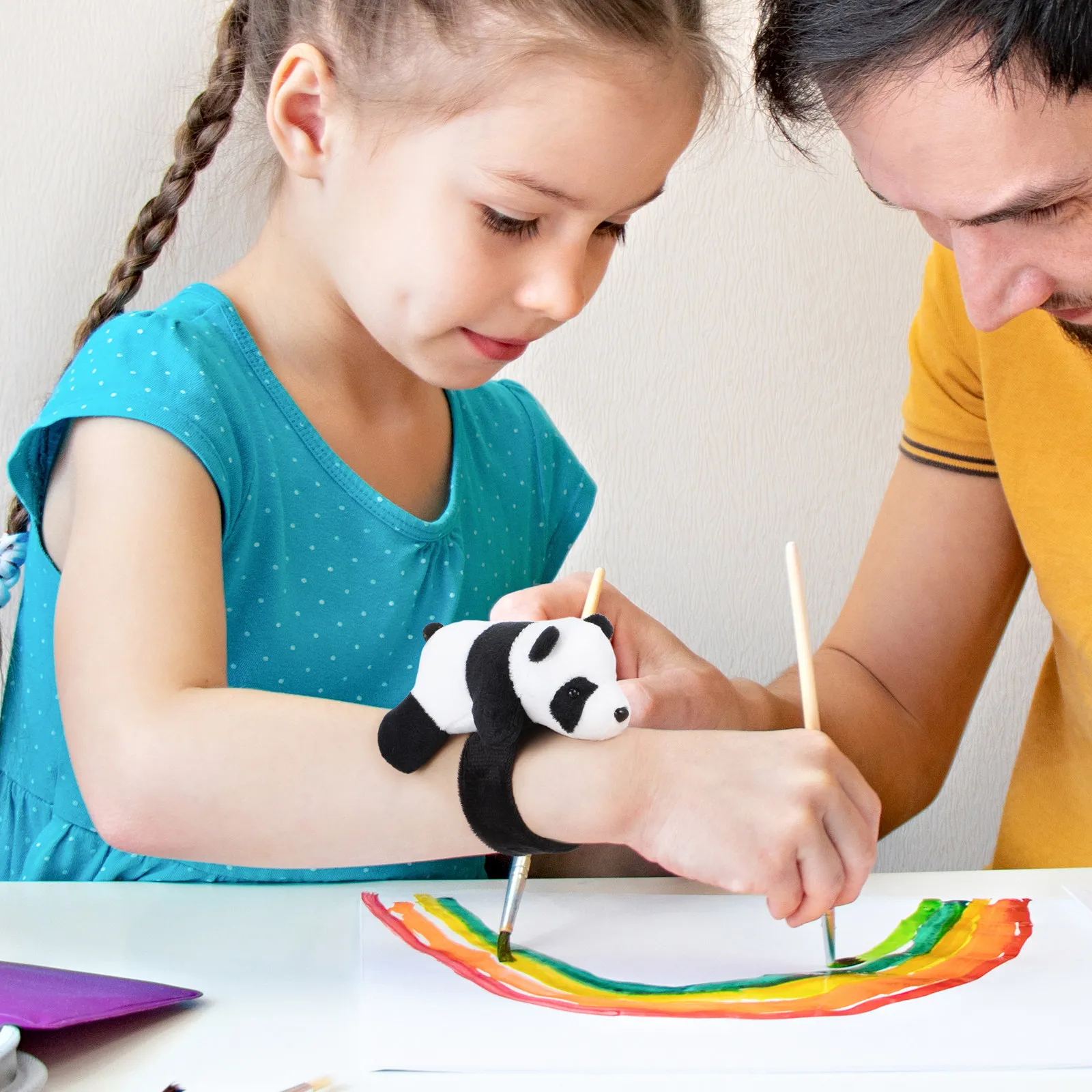 

Animal Slap Bracelet Panda Smooth Edges Safe Kids Party Favor Jungle Theme Decorative Stuffed Animal Slap Bands