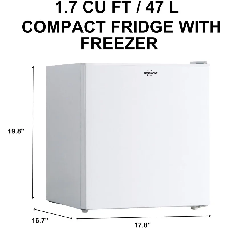 Koolatron Refrigerator - 1.7 Cubic Feet Capacity, White Mini Fridge With Freezer, Cool Storage For Wine, Beverages