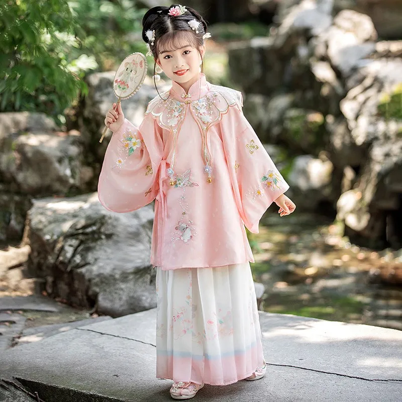 

Chinese Hanfu Girl Children Cosplay Costumes Fairy Embroider Dress Princess Tang Suit Kids Chinese Traditional Perform Dress