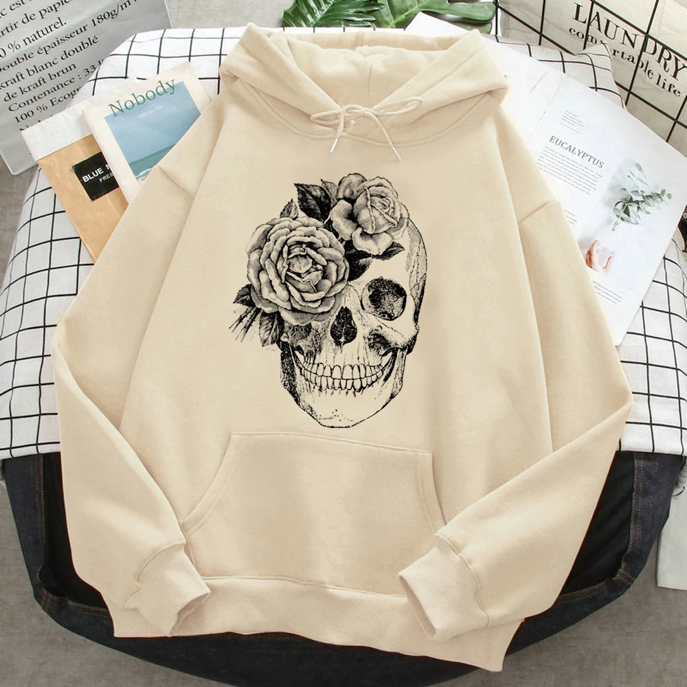 

Skull hoodies women gothic Kawaii Winter long sleeve top Hooded Shirt tracksuit female vintage pulls