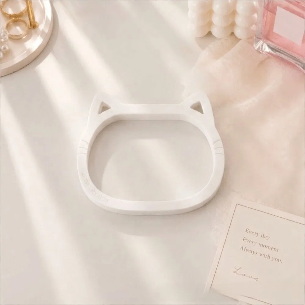 Cute Cat Ear Shaped Jewelry Boxes Transparent Dustproof PE Film Jewelry Display Rack Portable Organizer Floating Storage Boxes