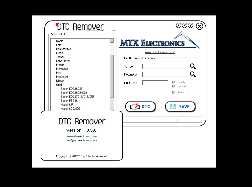 Newest DTC Remover 1.8.5.0 For KESS KTAG FGTECH OBD2 Software MTX DTC Remover 1.8.5 Keygen Full Unlimited Software for Window 7