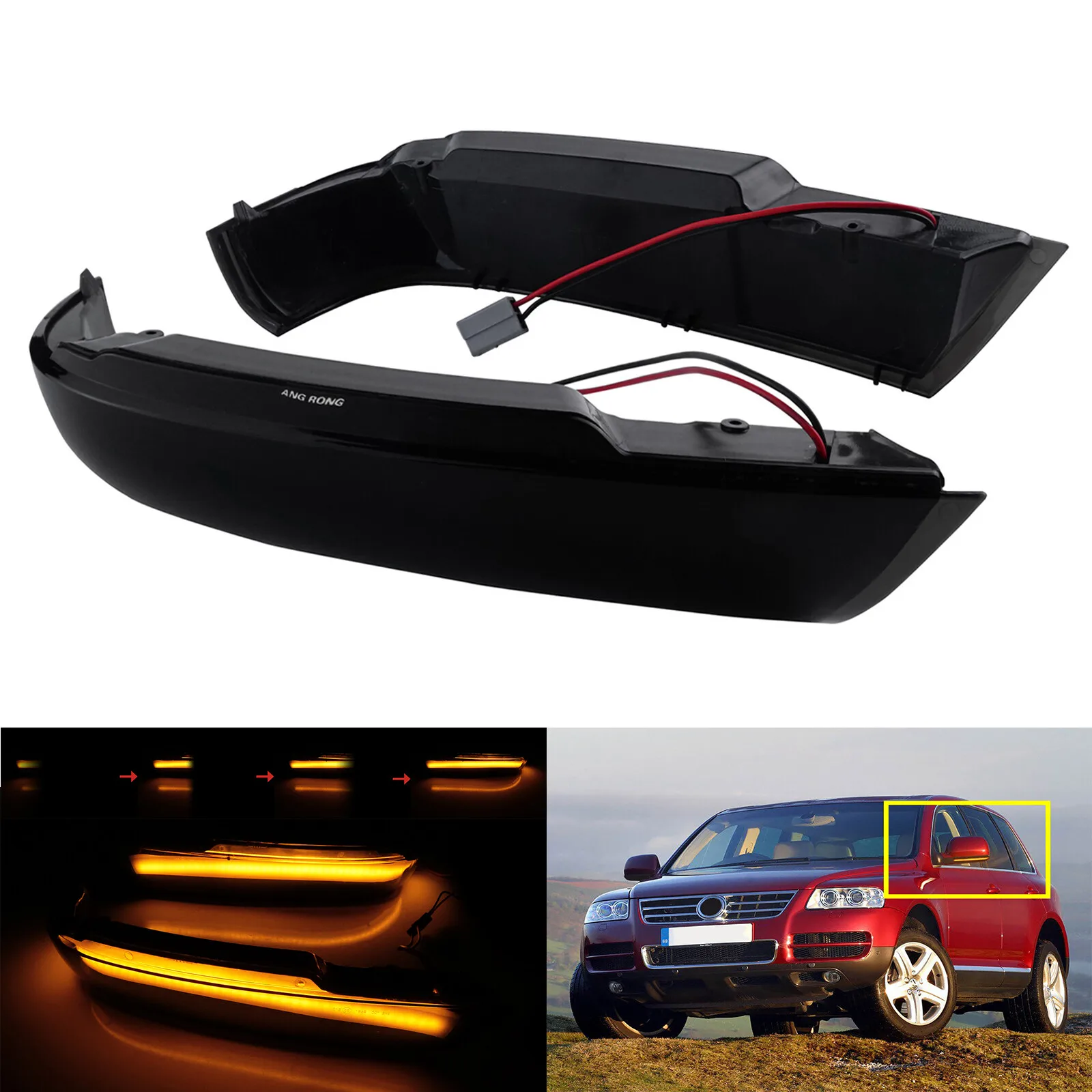 

1 Pair Dynamic LED Side Rearview Wing Door Mirror Indicator Sequential Turn Signal Light Amber For 02-06 VW Touareg 7L