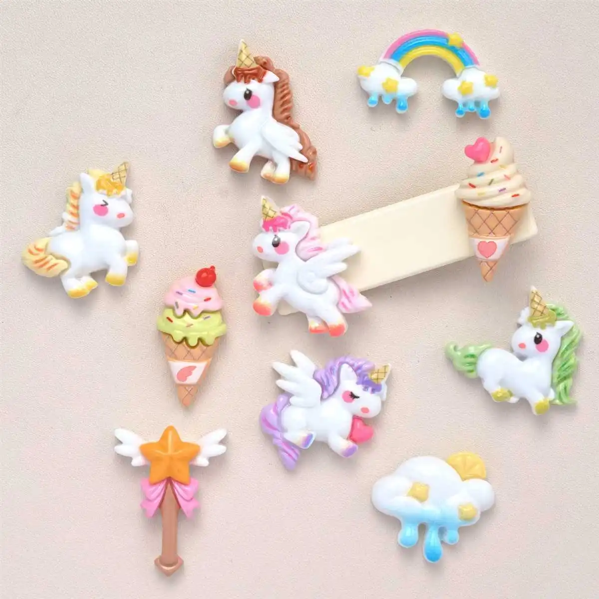 Rainbow unicorn card handmade DIY accessories resin cream glue mobile phone case hairpin water cup keychain decoration