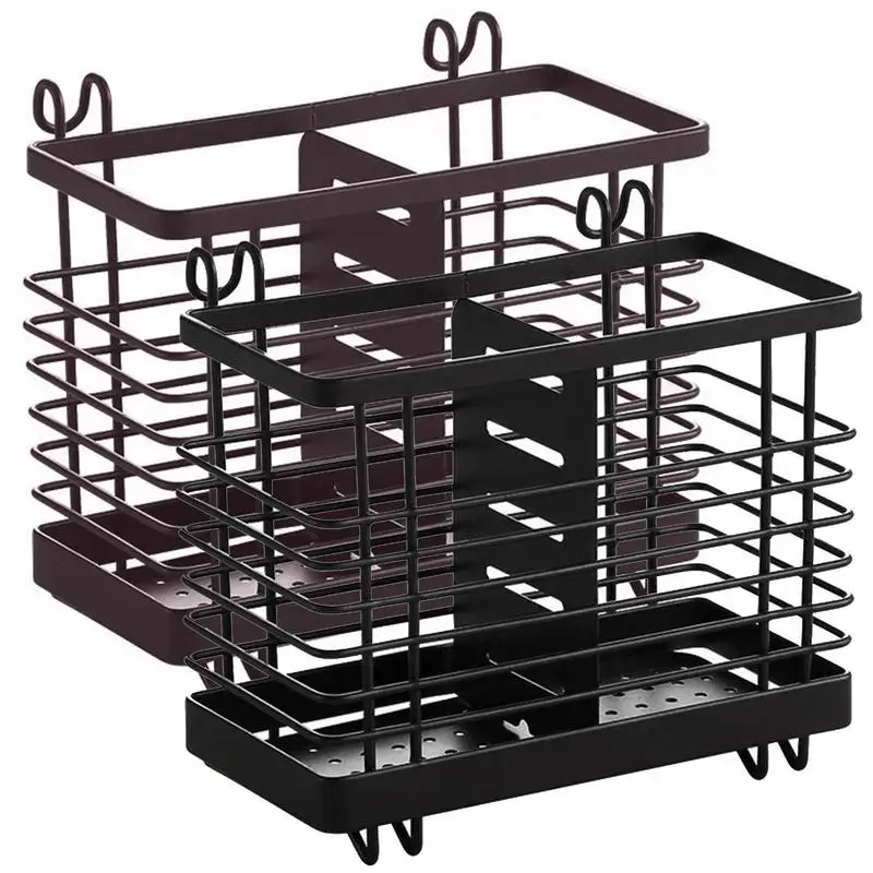 Dishwasher Basket Chopstick Drying Rack With Hooks Practical Kitchen Utensils With 2 Divided Compartments For Straws Spoons