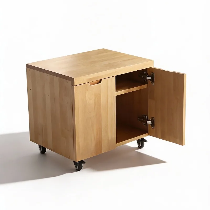 Solid wood printer placement cabinet shelf storage with wheels storage office home storage cabinet low desk under the desk file