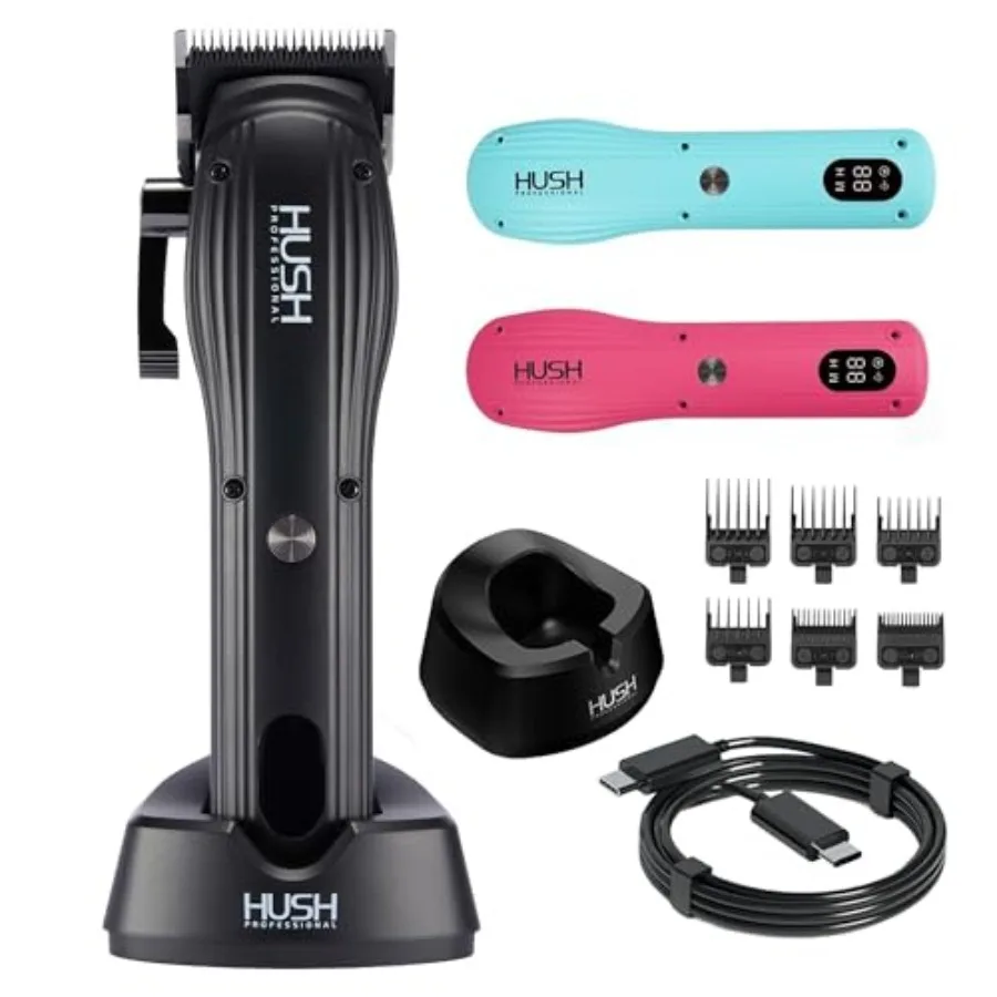 

Cordless Hair Clipper for Men - Professional Grooming Set with LED Display Stainless Steel Blades Black and Silver Finish High-