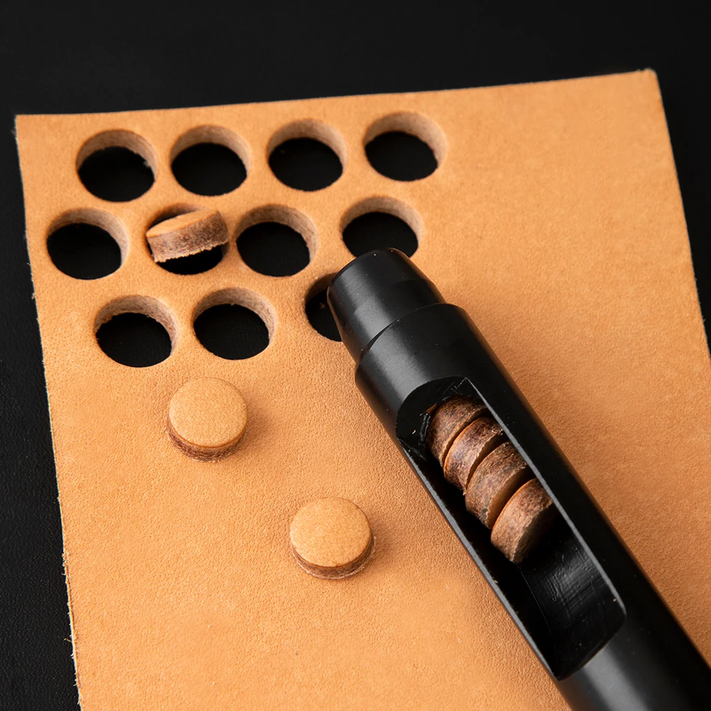 WUTA 5-15Pcs Basic Black Anti-rust Leather Hollow Punch Set Round Hole Puncher DIY Craft Working Tools Kit for Belt, Watch Strap