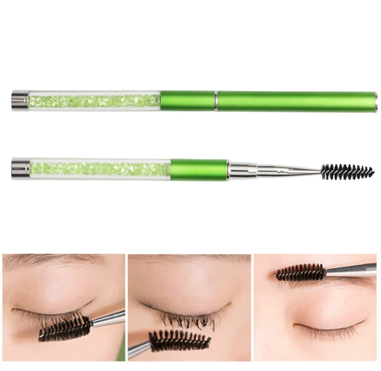 10PC Rhinestone Handle Lash แปรงขนตาแบบใช้ซ้ําได้แปรงมาสคาร่า Applicator Wand Brushed Eyelash Extension เครื่องมือแต่งหน้าขนตา