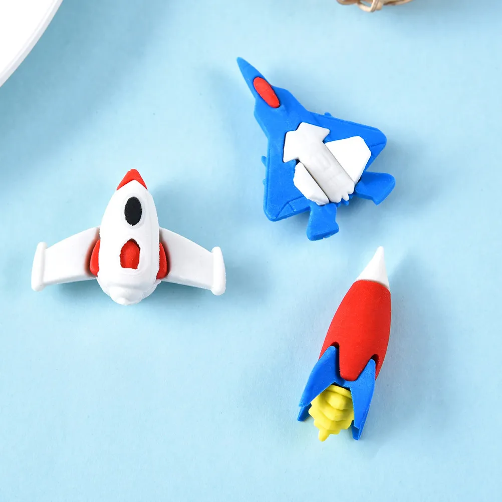 

Съемные ластики из ТПР, 3 набора, космическая тематика, мультяшные космонавты, летающие самолеты, школьные принадлежности для детей и студентов