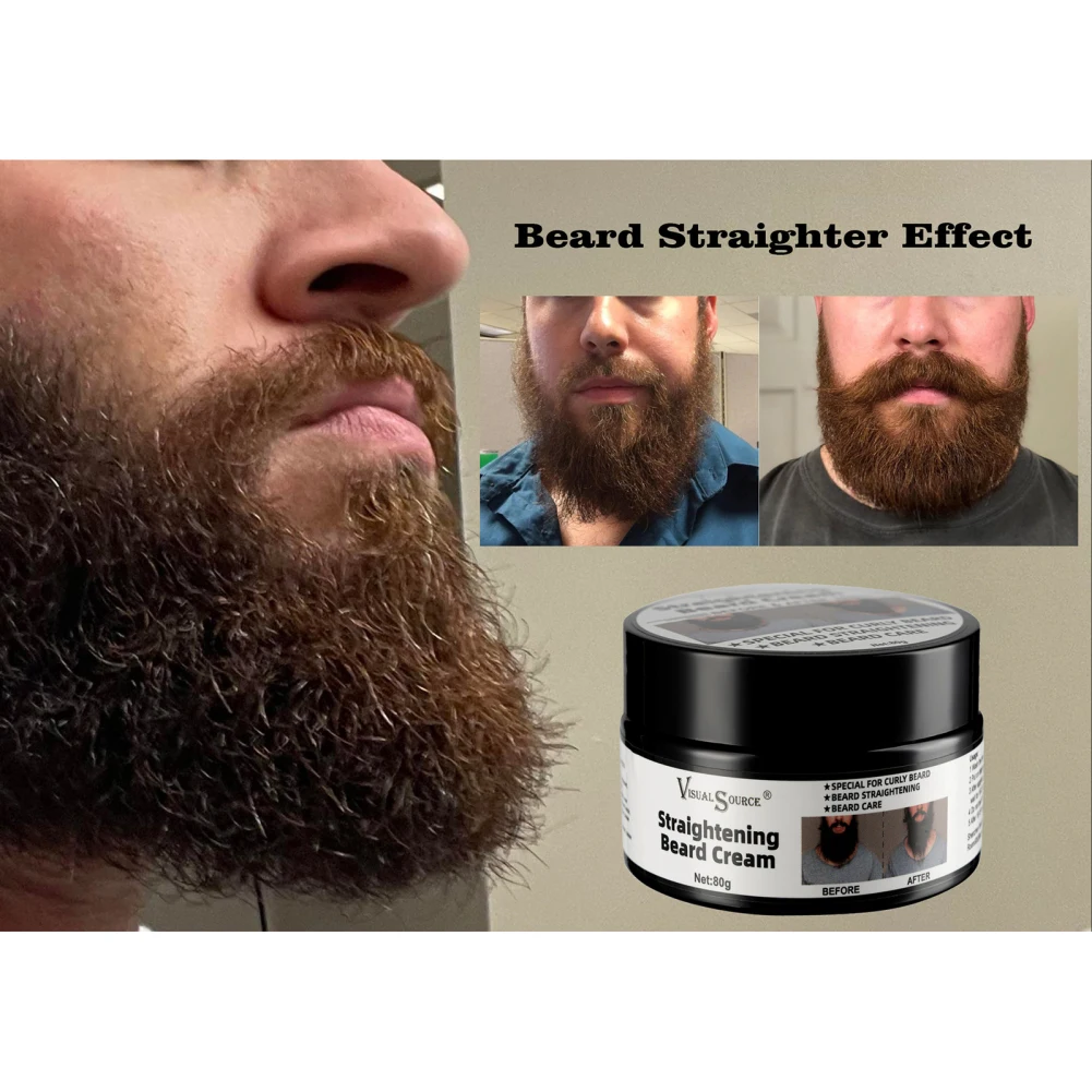 80g Men Straightening Beard Balm Strengthens Softens Beard Natural Styling Care Cream Grooming Supplies Wholesale