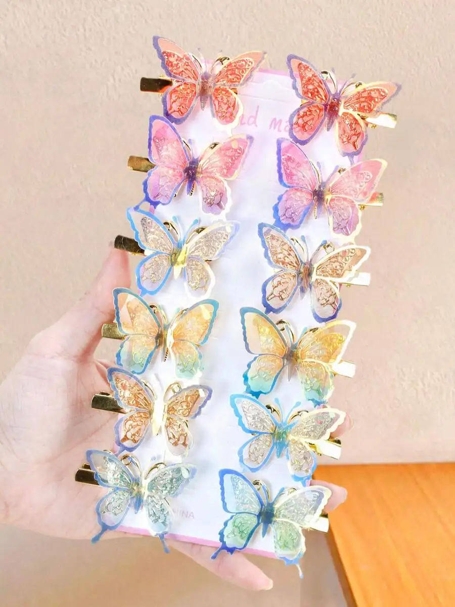

Dreamy Butterfly Hair Clips Set For Women, Delicate Acrylic Barrettes, Multi Color, Daily Wear & Photoshoot