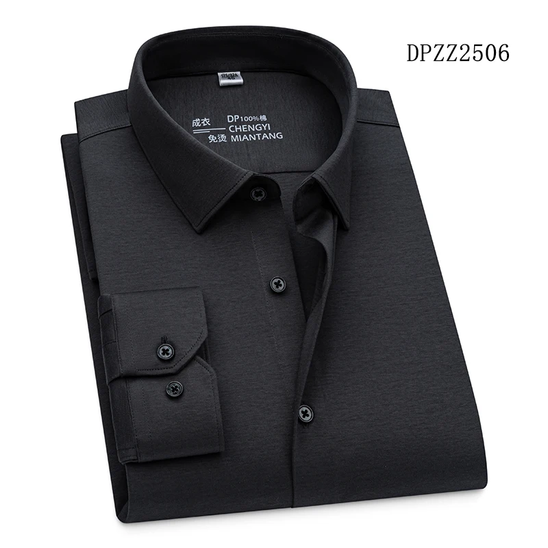

Comfortable Turn-down Collar Versatile Simple Men's Sports Top Pure Cotton Business Men's Long-sleeve Shirt Solid Fashion Casual