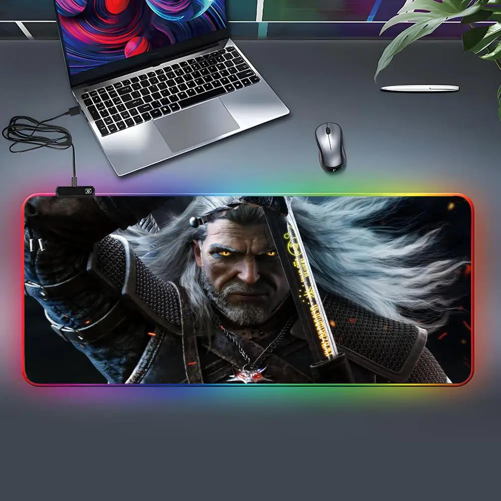 Fashion Witcher Mouse Pad RGB Rubber Computer Laptop Official Game Colored esports Aesthetic Pretty Fashion Luxury Mat