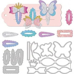 2 pezzi di fermagli per capelli con fiocco, fermagli per capelli a farfalla, modello di stencil per goffratura per lavori fai da te in acciaio al carbonio per la creazione di carte