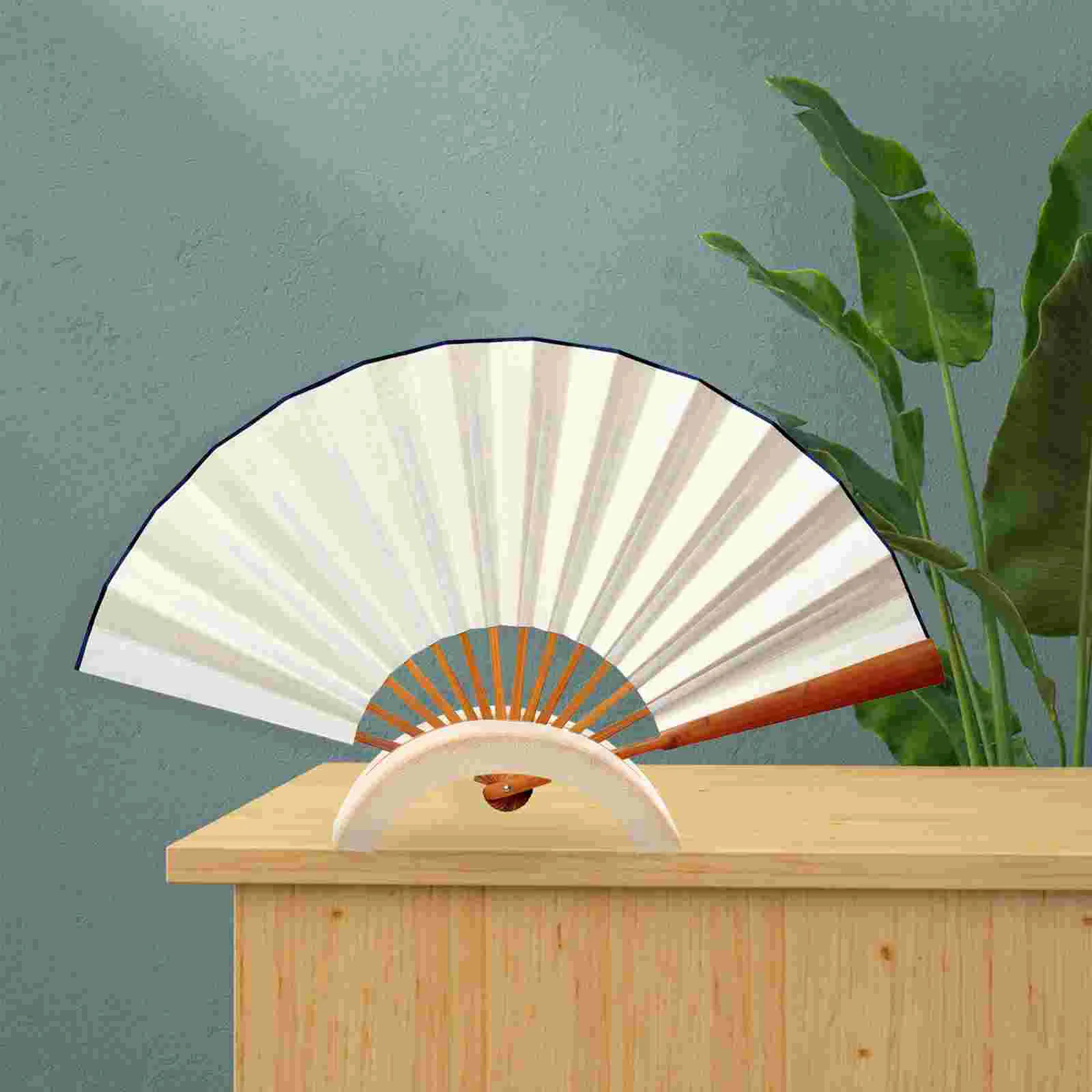 Estante para ventilador de mano japonés, accesorios plegables extraíbles (sin soporte grande de bambú), soporte de exhibición chino de madera, 2 uds.