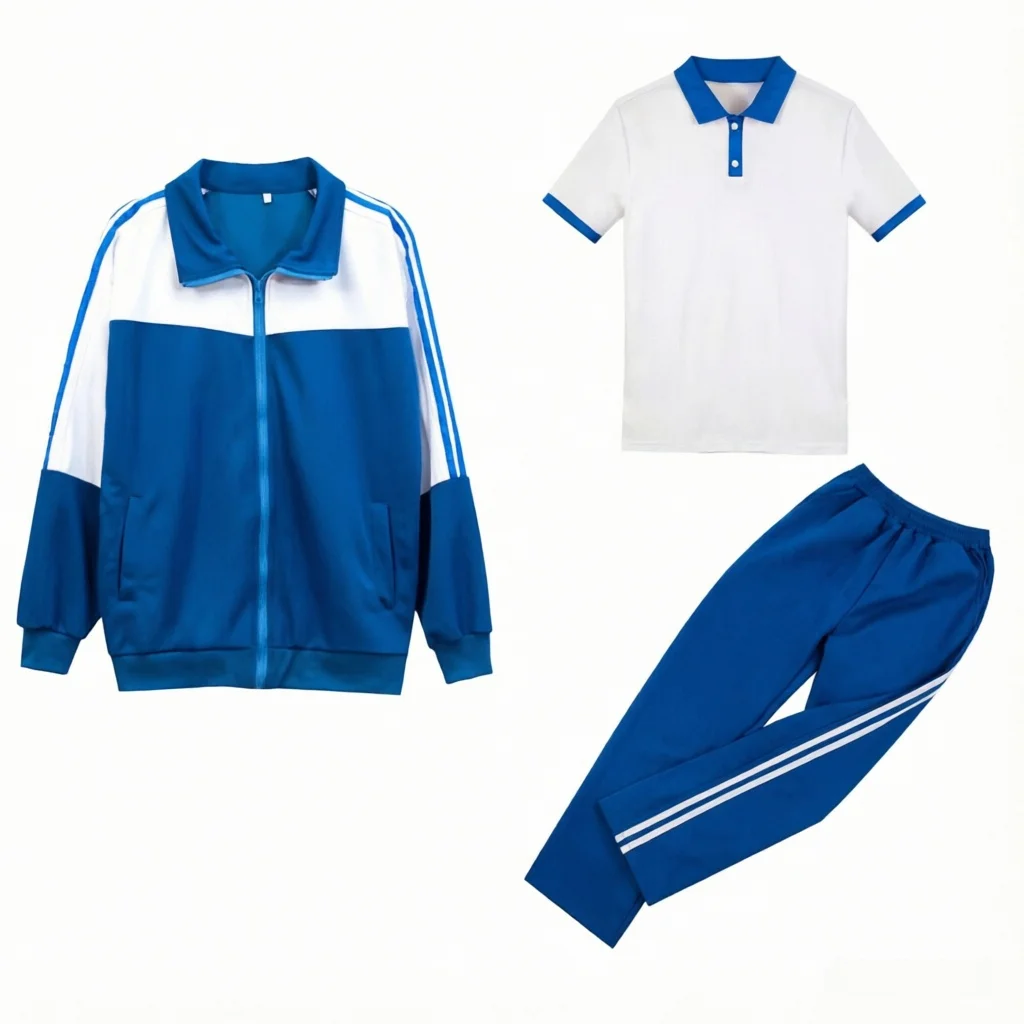 Blue School Uniform Set for Middle And Primary Students Group Performance Sports Outfit Female Model Casual Style Spring Coll...