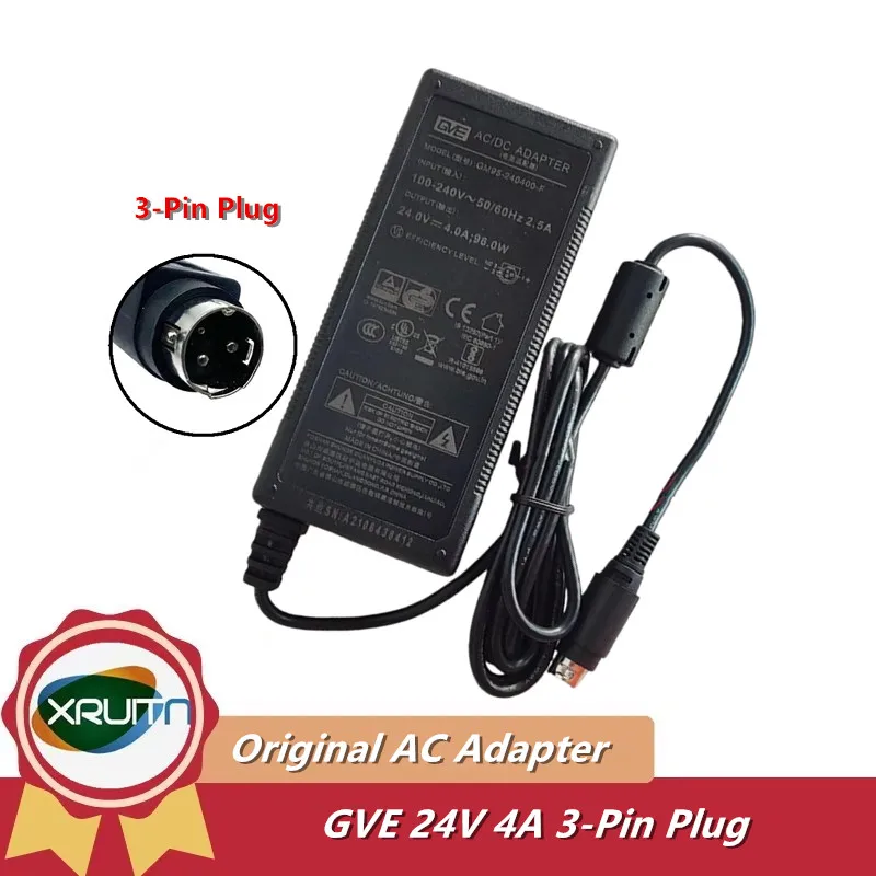 

Genuine GVE GM95-240400-F AC / DC Adapter 24V 4A Charger 96W Power Supply 4-Pin Plug