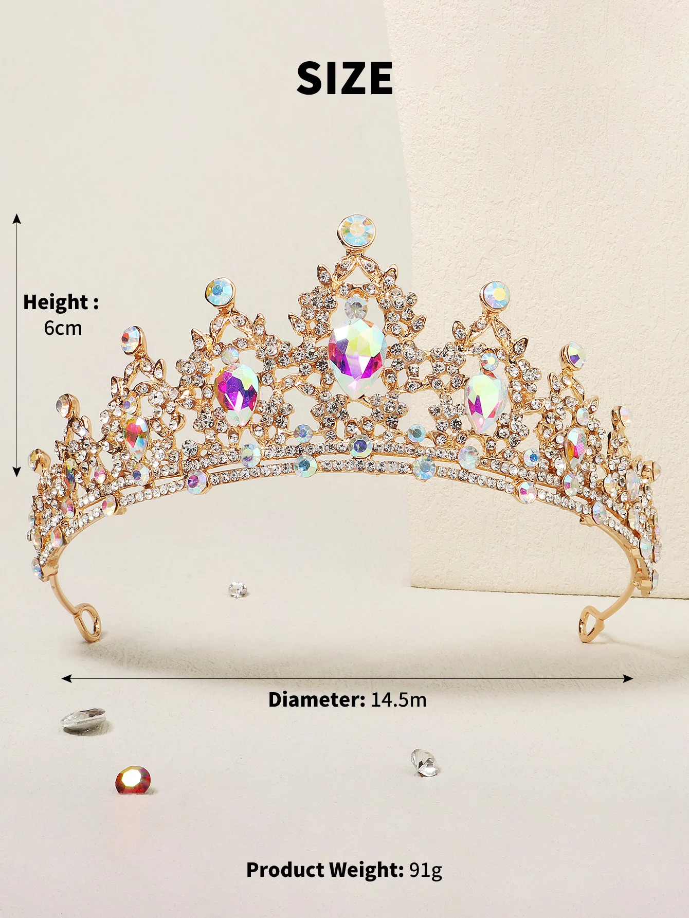 Mode Schwarz Kristall Haar Krone für Frauen Haar Zubehör Prom Gold Farbe Tiaras und Kronen Braut Haar Schmuck Geschenke – Detail 32