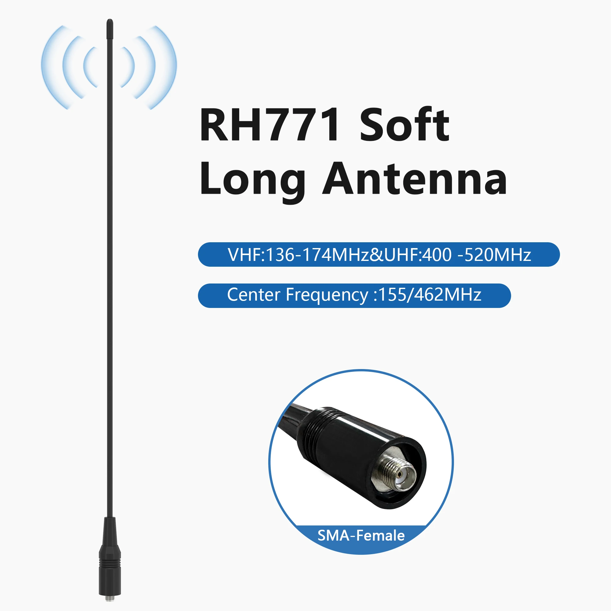 RH771 SMA-Female Multicolor GMRS Antenna Vhf Uhf Long Range Dual-Band 155/426MHz For Baofeng 5RM UV25M Walkie talkie Accessories