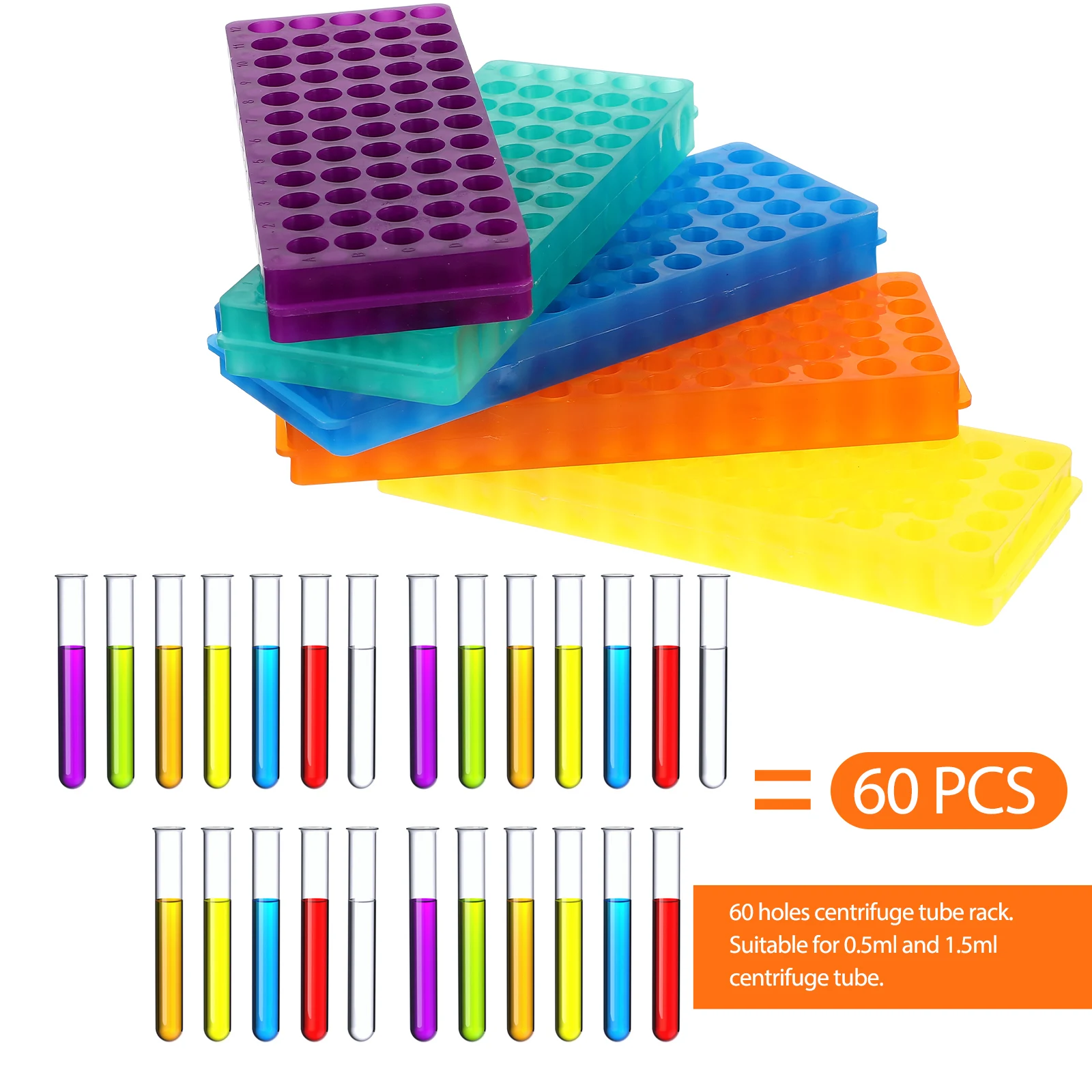 

5 PCS Tube Rack Test Holder Transparent Plastic Glass Tubes Base for Lab Microcentrifuge Racks Sample Lip Gloss Dad