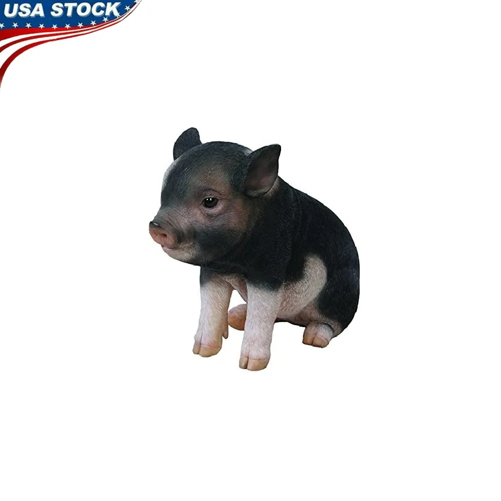 

Dark Brown Sitting Baby Pig Statue Realistic Polyresin Garden Decor Unique Home Office Outdoor Accent 7.5 Inch Lifelike