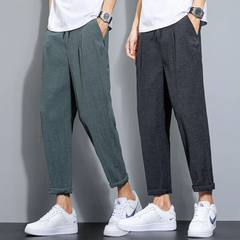 

Men's Sport Pants Qui Dry Loose Weave Long Trousers Casual Running Fitn Summer Thin Ice Silk Spring Autumn Sle Sweatpants