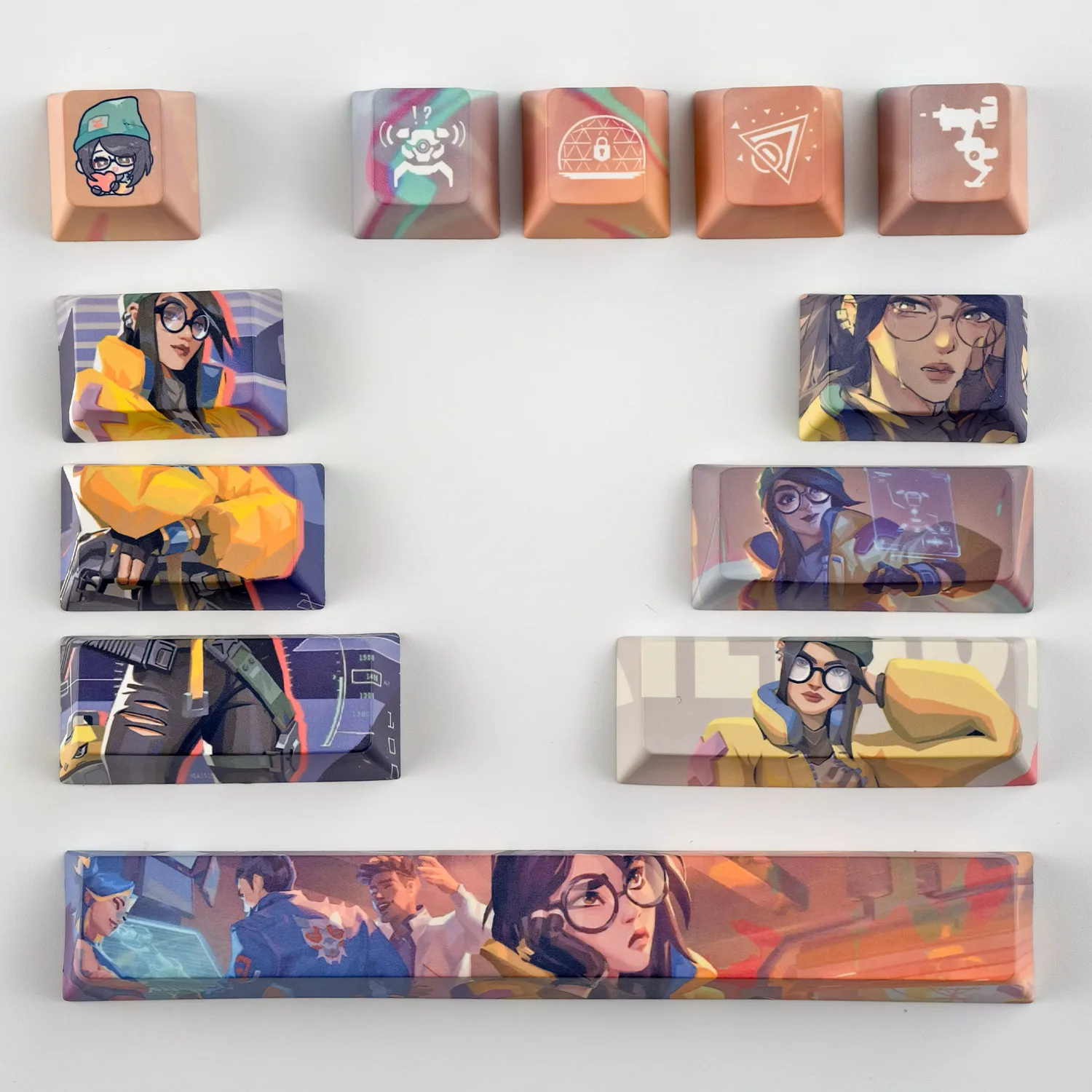 MAIMOOO Valorant Killjoy Keycaps 12Keys Cherry Profile PBT Thermal Sublimation Custom Anime Game Keycap for Mechanical Keyboard