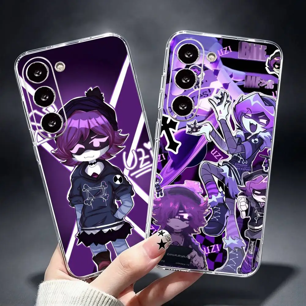Cartoon Murder D-Drones Uzi Phone Case For Samsung Galaxy A73,A72,A71,A70,A53,A52,A51Transparent Cover