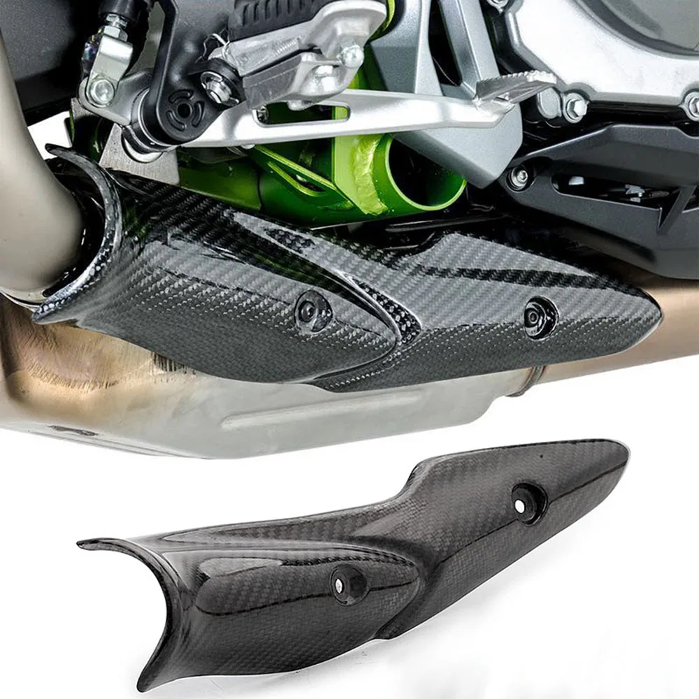 Motorcycle Exhaust System Middle Link Pipe Carbon Fiber Heat Shield Cover Guard Anti-Scalding Shell for Kawasaki Z900