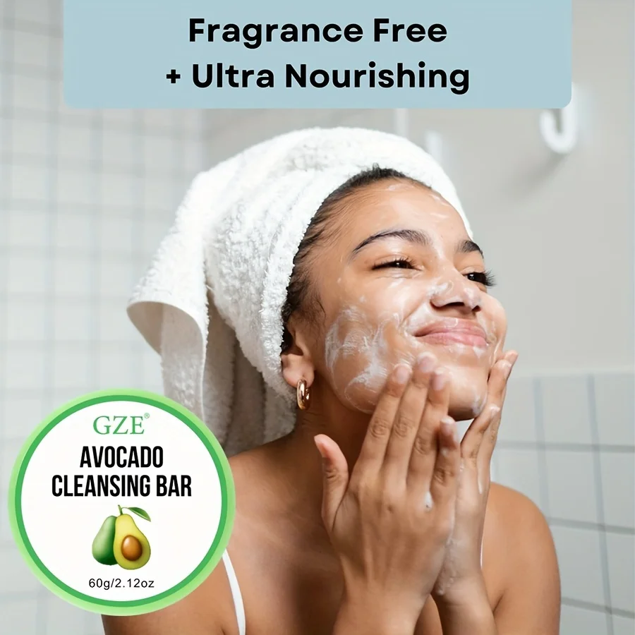 GZE Soft And Gentle Avocado Cleansing Balm Soap With Refreshing Scent - Moisturizing Makeup Remover And Cleansing Bar PH Balance