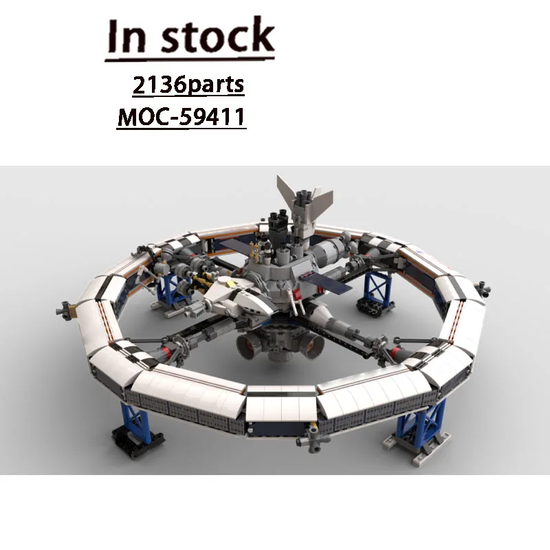 MOC-59411 Urban Outer Space Rotating Space Station Building Block Model 2136 Parts Boys Children's Birthday Christmas Toy Gift