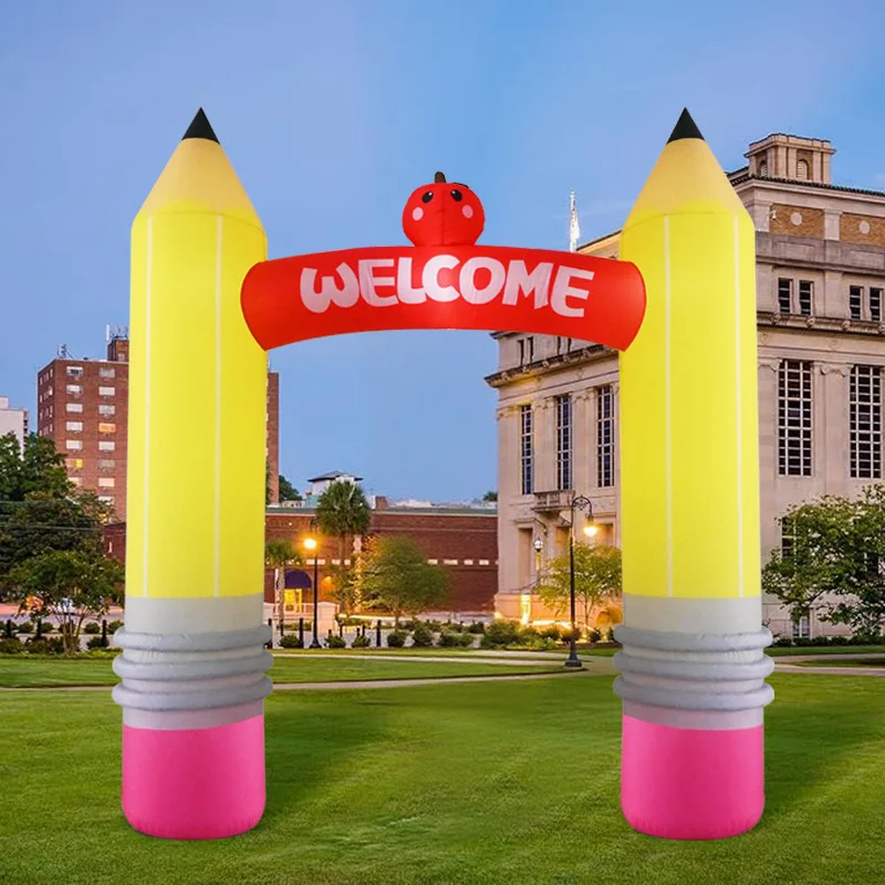 9FT Inflatable Pencil Arch Decorations Build-in LED Back to School Ornament Props Kids Birthday Party Outdoor Courtyard Decor