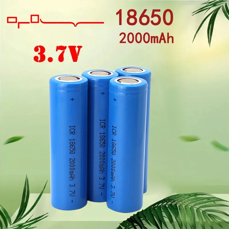 ICR 18650 akumulator 3,7 V 2000 mAh bateria litowa Li-lon akumulator litowo-jonowy do reflektora Mini wentylator wskaźnik laserowy latarka