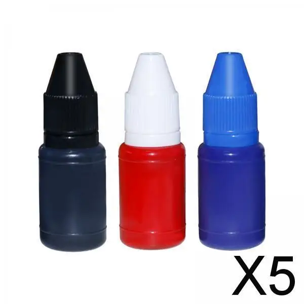 5x10ml Premium Stamp Refill Ink Bright Color Inking Stamp Oil