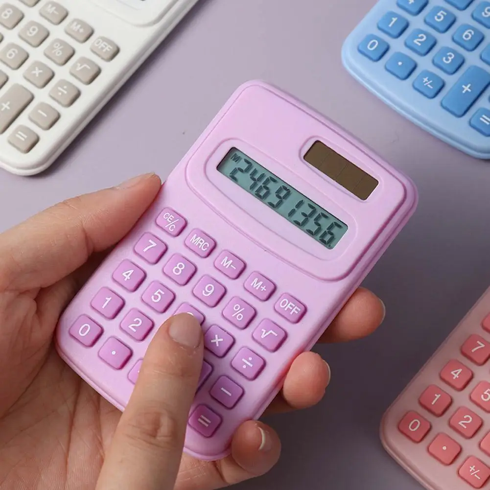 Kleiner Solar-Rechner, tragbarer Taschenrechner, niedlicher 8-stelliger LCD-elektronischer Heimbüro-Rechner für Kinder, Grundschulrechner – Detail 4