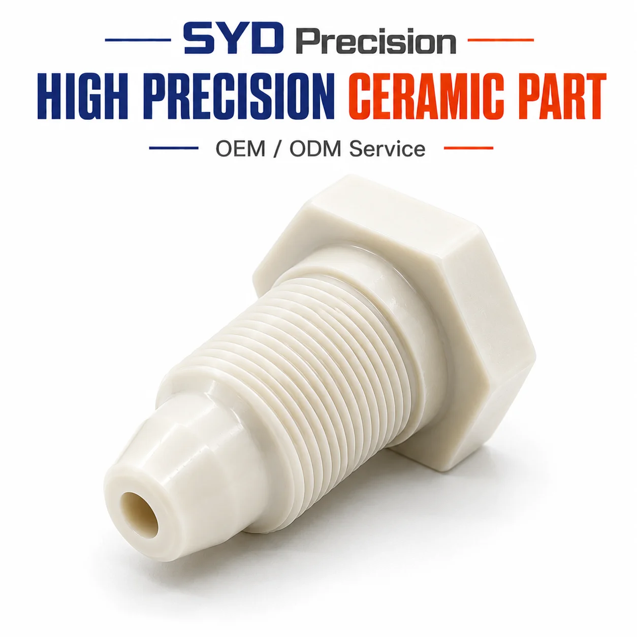 Custom Zirconia Ceramic Threaded Nozzle Precision Valve Seat CNC Machined Ceramic Part OEM ODM
